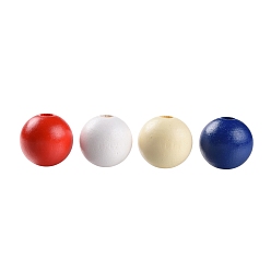 Mixed Color 160 Pcs 4 Colors 4 July American Independence Day Painted Natural Wood Round Beads, Loose Beads for Jewelry Making and Home Decor, with Waterproof Vacuum Packing, Blue & Red & White & Old Lace, 16mm, Hole: 4mm, 40pcs/Color