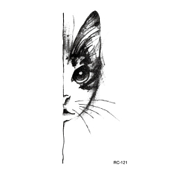 Cat Shape Pegatinas de papel de tatuajes temporales extraíbles a prueba de agua con tema anmial, Patrón de gato, 10.5x6 cm