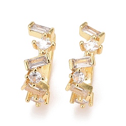 Clear Cubic Zirconia Star Cuff Earrings, Real 18K Gold Plated Brass Jewelry for Non Piercing, Lead Free & Cadmium Free, Clear, 16x13x5mm, Inner Diameter: 9mm