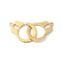 Real 14K Gold Plated Ion Plating(IP) 304 Stainless Steel Pendants, Pair of Handcuffs Charm, Real 14K Gold Plated, 32x14x2mm, Hole: 1.4mm