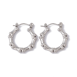 Stainless Steel Color 304 Stainless Steel Dog Bone Wrap Hoop Earrings for Women, Stainless Steel Color, 23x21x3mm, Pin: 0.6mm