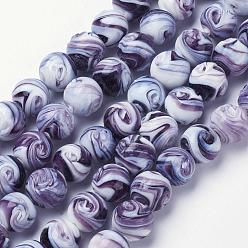 Purple Handmade Lampwork Beads, Round, Purple, 14mm, Hole: 1~2mm