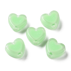 Vert Clair Perles acryliques de coeur, Perle en bourrelet, vert clair, 7x8x4mm, Trou: 1.8mm, environ2777 pcs / 500 g