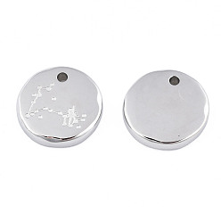 Pisces 316 Surgical Stainless Steel Charms, Flat Round with Constellation, Stainless Steel Color, Pisces, 10x2mm, Hole: 1mm