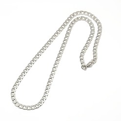 Stainless Steel Color 304 Stainless Steel Curb Chain/Twisted Chain Necklace Making, with Lobster Claw Clasps, Stainless Steel Color, 19 inch~20 inch(48.3~50.8cm), 5.5mm