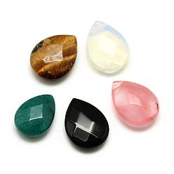 Mixed Stone Natural & Synthetic Mixed Stone Pendants, Dyed, Faceted Teardrop, 18x13x5~6mm, Hole: 1mm