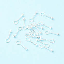Silver 925 Sterling Silver Stud Earring Findings, Ball, Silver, 15.5x2.5mm, Hole: 3.2mm, Pin: 0.7mm