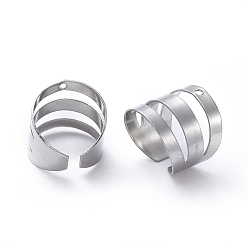 Stainless Steel Color Unisex 304 Stainless Steel Ear Cuff Findings, Stainless Steel Color, 10x3.5~10mm, Hole: 0.8mm