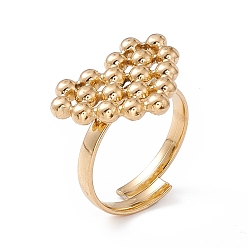 Oro Chapado en iones (ip) 304 anillos de acero inoxidable anillo ajustable en forma de corazón para mujer, dorado, diámetro interior: 17~19 mm