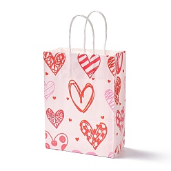 Coloré Sacs d'emballage en papier rectangle, avec une poignée, pour sacs-cadeaux et sacs à provisions, thème de la Saint-Valentin, colorées, 14.9x8.1x21 cm