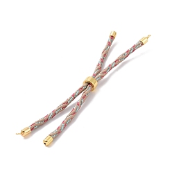 Perú Pulseras de cordón de nylon, para la fabricación de pulseras con dijes de conector, con cierre de cremallera de latón dorado, larga duración plateado, sin plomo y cadmio, Perú, 9-1/8x1/8 pulgada (23x0.3 cm), agujero: 2 mm