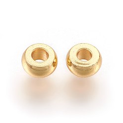 Chapado en Oro Real 18K 304 de acero inoxidable perlas espaciadoras, plano y redondo, real 18 k chapado en oro, 4x2 mm, agujero: 1.6 mm