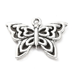 Antique Silver Tibetan Style Alloy Pendants, Butterfly, Antique Silver, 18.5x26x3mm, Hole: 1.6mm, about 159pcs/500g
