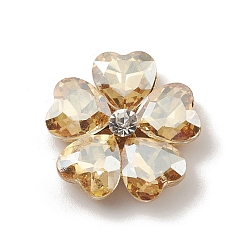 Cordón Viejo Cabochons de aleación, con diamantes de imitación de cristal, oro claro, flor, encaje antiguo, 19x19x5.5 mm