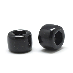 Black Opaque Acrylic European Beads, Large Hole Beads, Rondelle, Black, 8x6mm, Hole: 4mm, about 1950pcs/500g