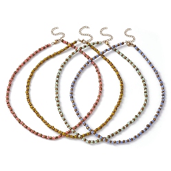 (52) Непрозрачная лаванда Ожерелье из бисера из стеклянных семян для женщин, разноцветные, 18.11~18.39 дюйм (46~46.7 см)