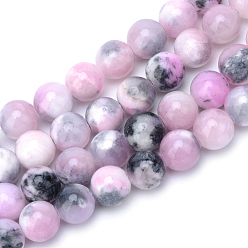 Violet Jade blanc brins de pierres précieuses perles teints naturels, ronde, violette, 6mm, Trou: 1mm, Environ 66 pcs/chapelet, 15.7 pouce