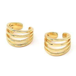 Real 18K Gold Plated Rack Plating Brass Splite Cuff Earrings, Climber Wrap Around Non Piercing Earrings for Women, Cadmium Free & Lead Free, Real 18K Gold Plated, 12.5x8.5mm
