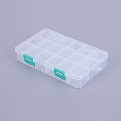 Blanc Boîte en plastique de stockage d'organisateur, boîtes diviseurs réglables, rectangle, blanc, 16.5x10.8x3 cm, compartiment: 3x2.5cm, 18 compartiment / boîte