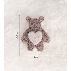 Rosy Brown Cotton Cloth Cabochons, Bear, for DIY Hair Accessories, Rosy Brown, 25x20mm