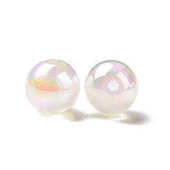 Blanc Abs perles en plastique, de couleur plaquée ab , ronde, blanc, 8mm, Trou: 1.4mm