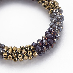 Verge D'or Foncé Bracelet extensible tressé en perles de verre au crochet, bijoux faits main népel femme, verge d'or noir, diamètre intérieur: 1-5/8 pouce (4.2 cm)