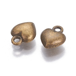 Antique Bronze Tibetan Style Alloy Charms, Lead Free & Cadmium Free, Heart, Antique Bronze, 11.5x9x4.5mm, Hole: 1.5mm