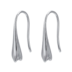 Platinum Rhodium Plated 925 Sterling Silver Earring Hooks, with 925 Stamp, Platinum, 18.5x5x3mm, 20 Gauge, Pin: 0.8mm