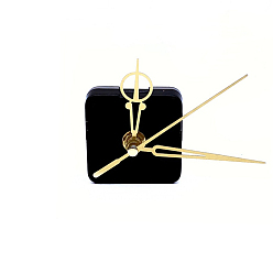 Noir Mécanisme de mouvement d'horloge à arbre long en plastique, avec pointeur en aluminium, noir, 56x56x16mm, pin: 12x6 mm