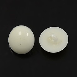 White Acrylic Dome Shank Buttons, 1-Hole, Dyed, Half Round, White, 18x6mm, Hole: 3mm