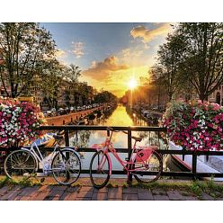 Bicycle DIY Scenery Theme Diamond Painting Kits, Including Canvas, Resin Rhinestones, Diamond Sticky Pen, Tray Plate and Glue Clay, Bicycle Pattern, 400x300mm