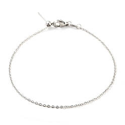 Stainless Steel Color 304 Stainless Steel Add a Bead Adjustable Texture Cable Chains Bracelets for Women, Stainless Steel Color, 21.4x0.2cm