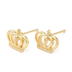 Light Gold Boucles d'oreilles en alliage de couronne pour femmes, avec 304 axe en acier inoxydable, sans cadmium et sans plomb, or et de lumière, 7.5x9.5mm