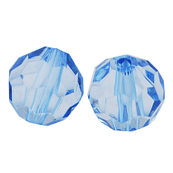 Light Blue Transparent Acrylic Beads, Faceted Round, Light Blue, about 12mm in diameter, hole: 2mm, about 568pcs/500g