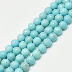 Synthetic Turquoise Synthetic Turquoise Beads Strands, Dyed, Round, 4mm, Hole: 0.5mm, about 103~106pcs/strand, 14.96 inch