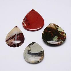 Mixed Stone Natural Gemstone Pendants, teardrop, 44~53x34~42x5~9mm, Hole: 1.5~2.5mm