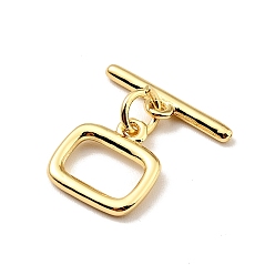 Real 18K Gold Plated Brass Toggle Clasps, Rectangle, Cadmium Free & Lead Free, Long-Lasting Plated, Real 18K Gold Plated, ring: 11x10.5x1.5mm, hole: 1.2mm, bar: 4x14.5x1.5mm, Hole: 1.2mm