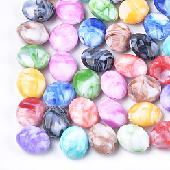 Mixed Color Acrylic Beads, Imitation Gemstone, Oval, Mixed Color, 22x18x10mm, Hole: 1.8mm, about 205pcs/500g