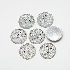 Blanco Cabuchones de resina, plata inferior plateado, media vuelta / cúpula, blanco, 25x4.5~5 mm