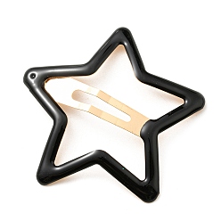 Negro Pinzas para el cabello con broche de esmalte de aleación de estrella, accesorio para el cabello para niñas, la luz de oro, negro, 58x59x4 mm