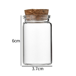Clair Bouteille en verre, avec bouchon en liège, souhaitant bouteille, colonne, clair, 3.7x6 cm, capacité: 35 ml (1.18 fl. oz)