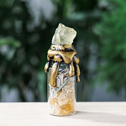 Желтый Кварц Энергетическая бутылка из необработанного натурального желтого кварца, Рейки драгоценный камень внутри стеклянной бутылки желаний Хэллоуин украшение дома, 70~80 мм