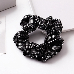 Black Polka Dot Pattern Cloth Elastic Hair Ties Scrunchie/Scrunchy Hair Ties for Girls or Women, Black, 40mm