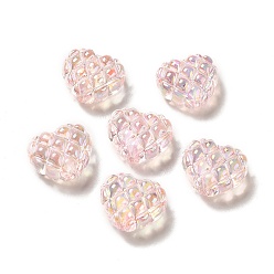 Pink Abalorios de acrílico transparentes, corazón, rosa, 17.2~17.4x20~20.4x9.6 mm, agujero: 3~3.2 mm