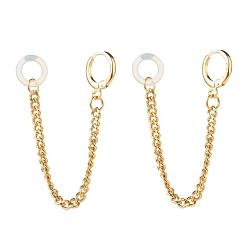 Real 18K Gold Plated Anti-Lost Earring for Wireless Earphone, Huggie Hoop Earrings with Hanging Chain for Women, Real 18K Gold Plated, 98mm, Pin: 0.8mm
