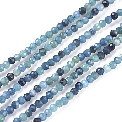 Tourmaline Fil de perles de tourmaline bleue naturelle, ronde, facette, 2mm, Trou: 0.5mm, Environ 185~230 pcs/chapelet, 15.35 pouce (39 cm)