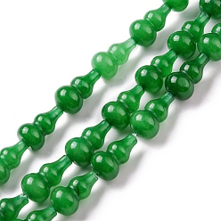 Green Natural White Jade Beads Strands, Dyed, Gourd, Green, 17.5~18.5x9.5~10mm, Hole: 1.2mm, about 23~24pcs/strand, 16.14~16.34 inch(41~41.5cm)