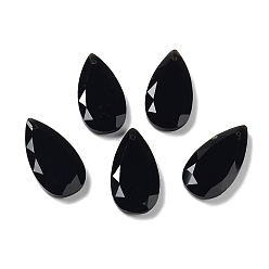 Obsidienne Pendentifs à facettes en obsidienne naturelle, charmes de larme, 25x13x4mm, Trou: 1mm