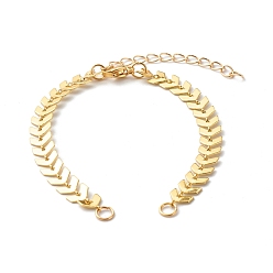 Golden Bracelet Making Accessories, with Brass Cobs Chains, 304 Stainless Steel Bar Link Chain, Lobster Claw Clasps, Charms & Jump Rings, Golden, 6-1/2 inch(16.5cm)