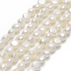 Linen Natural Cultured Freshwater Pearl Beads Strands, Two Sides Polished, Linen, 4.5~5x3mm, Hole: 0.7mm, about 80pcs/strand, 14.17~14.29''(36~36.3cm)
